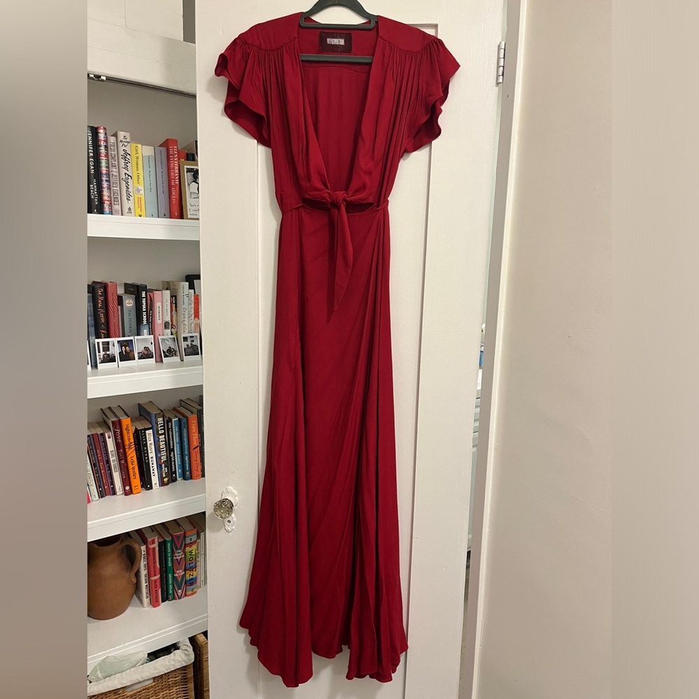 Reformation red wrap gown